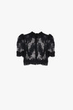 Imperial - Lace-look cropped shirt with puff sleeves