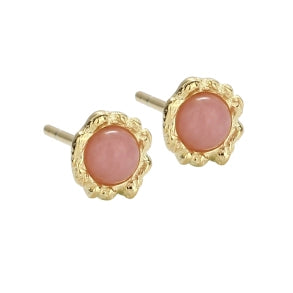 Aqua Dulce - Opal Stud Ørestikker i forgyldt sterling sølv med 6mm pink opal